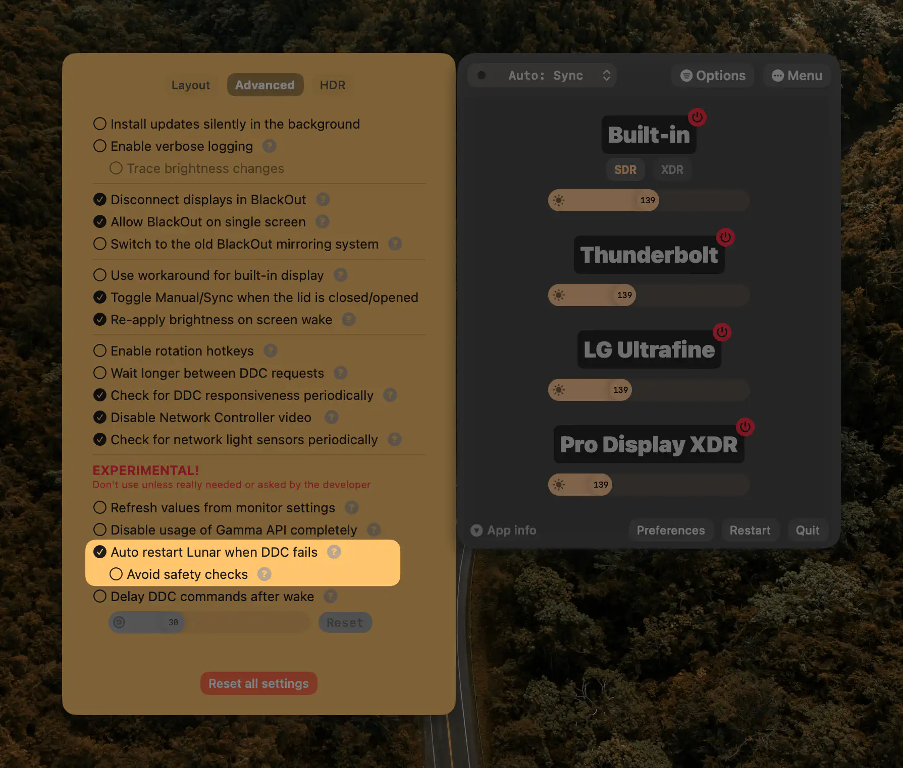 auto restart setting