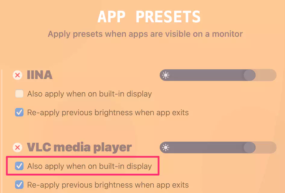 builtin app preset