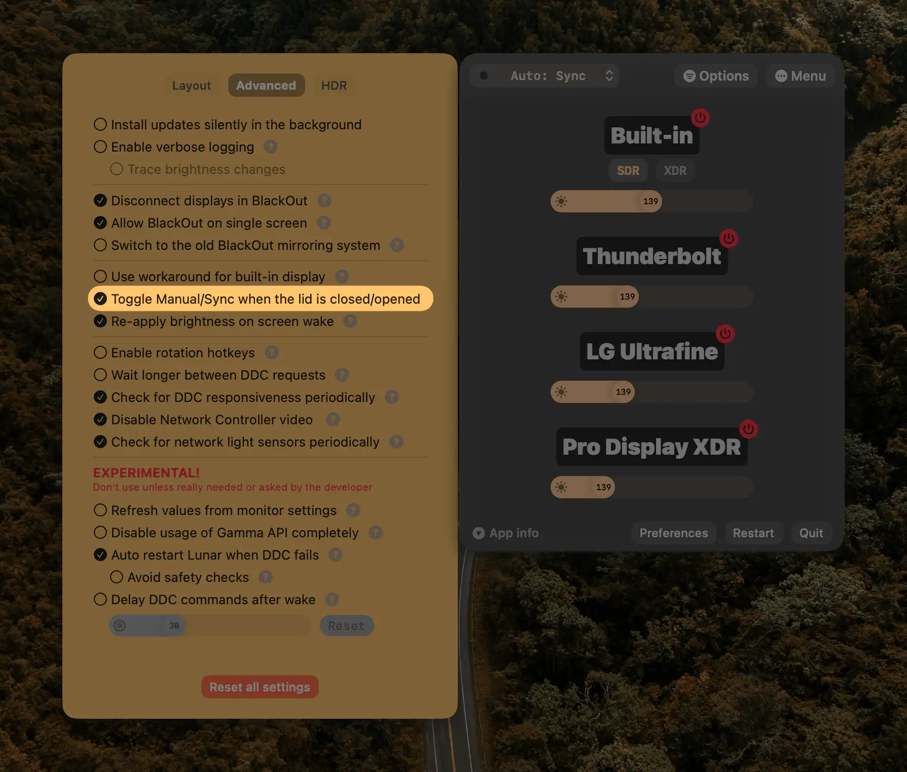 clamshell detection setting