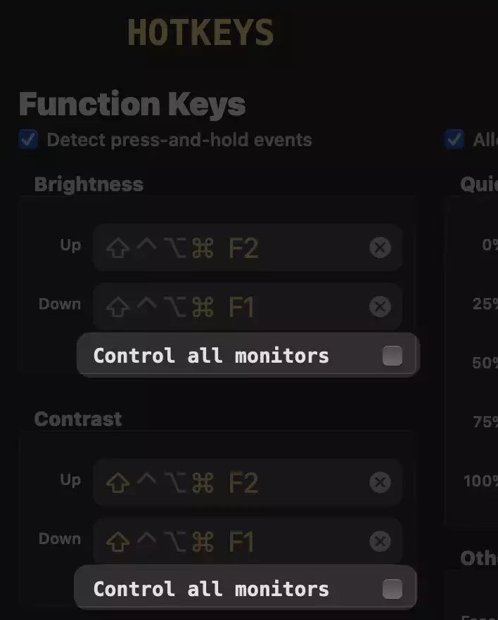 Control all monitors checkbox