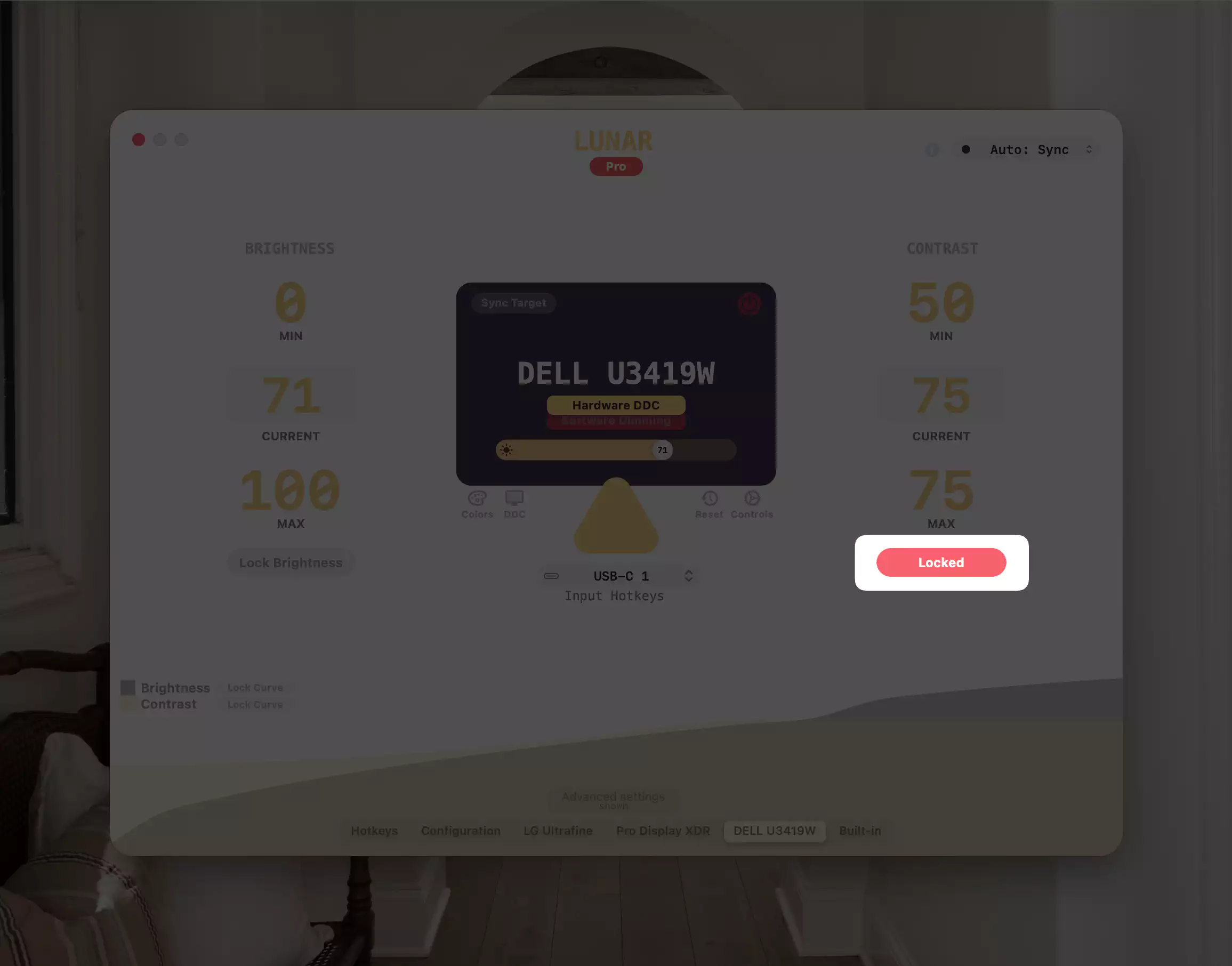lock contrast button