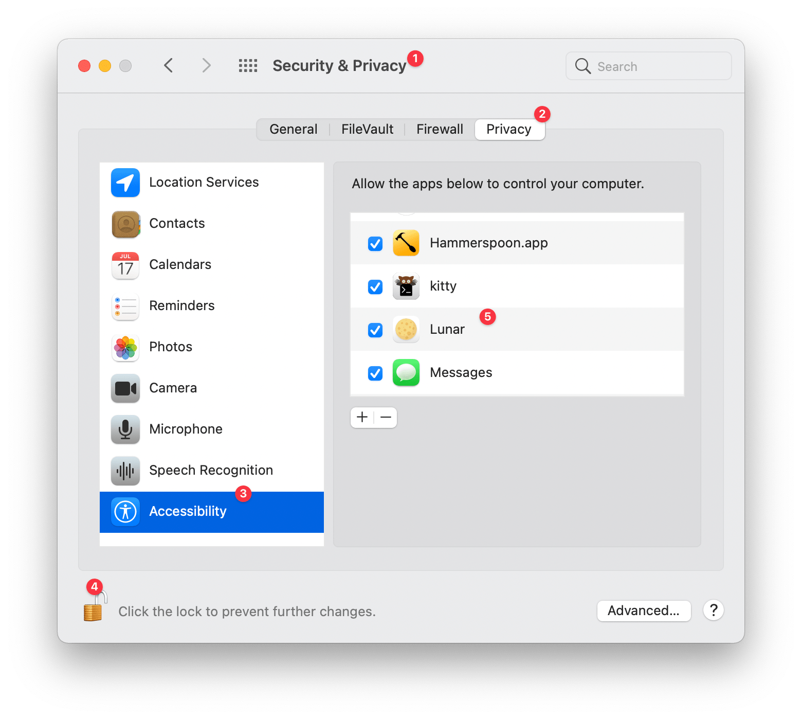 accessibility settings lunar