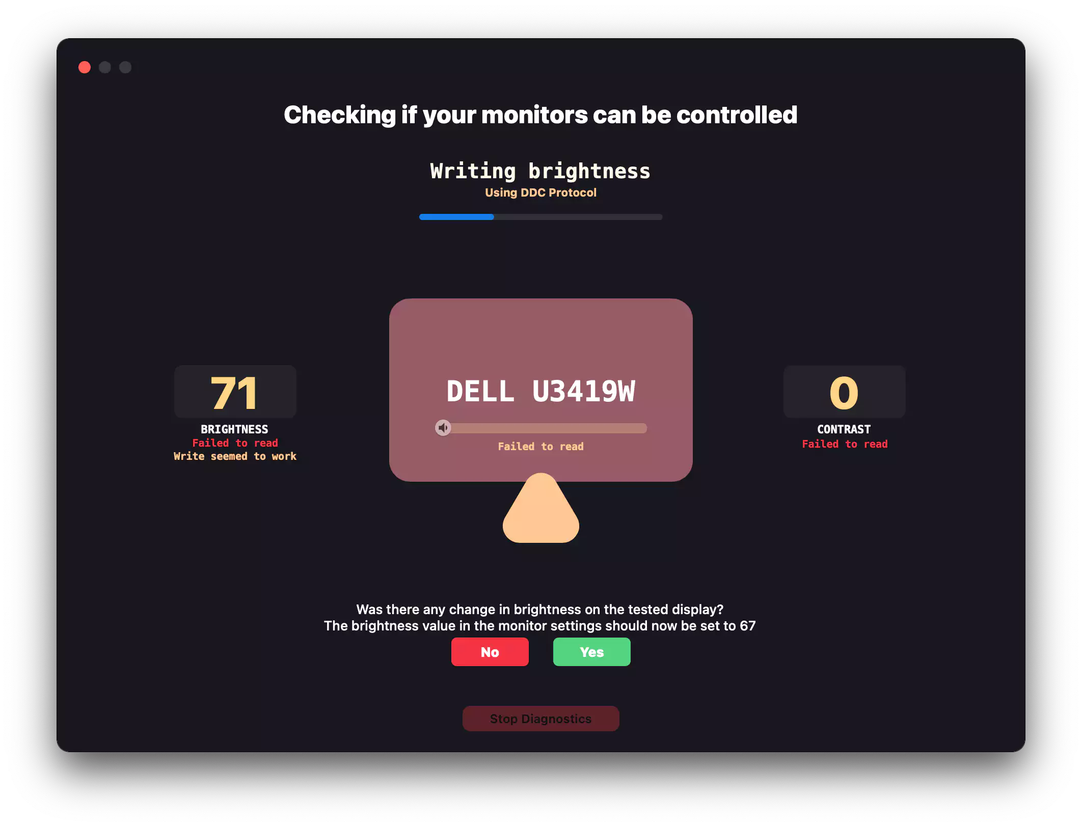diagnostics screen
